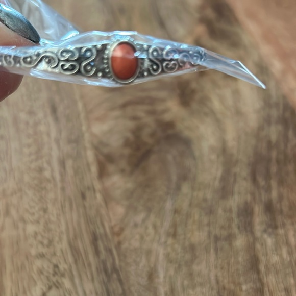 NWOT Elegant Silver Bracelet with Burnt Orange Stone - Picture 2 of 3